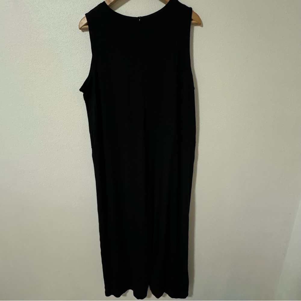Eileen Fisher Stretch Viscose Jersey Wide Leg Crop Jumpsuit Black Sleeveless-XL - Picture 2 of 8